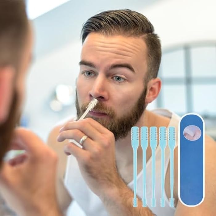 HOAIME Nasal Hair Cutter, 2024 Upgraded Double Sided Nose Hair Knife, 360° Rotating Portable Manual Nose Hair Trimmer, Nose Hair Remover for Women Men Travel Essentials (Beige, 3 Pcs) - Image 4